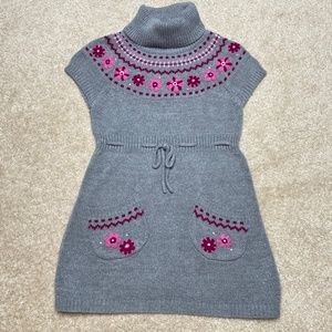 5/$25! Pink Zebra gray and pink turtle neck sweater dress size 2T